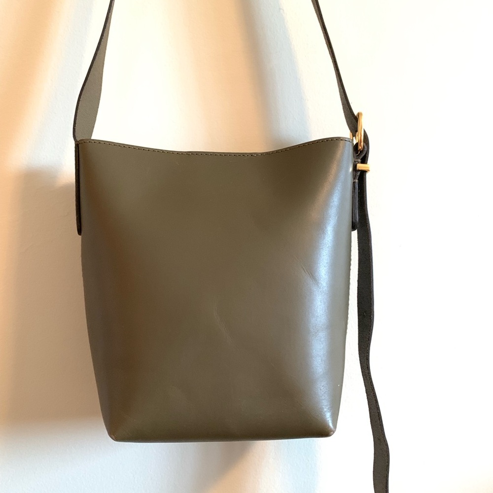 Madewell Small Olive Green Leather bucket Bag